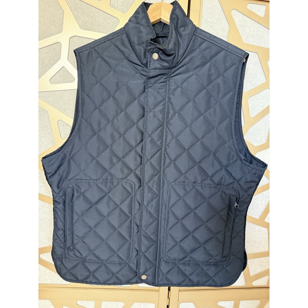 Banana Republic Quilted Lightweight Full Zip Up button Puffer Vest Navy SZ Large